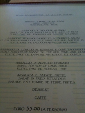 La Mamma's menu