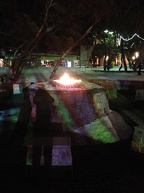 Our shadows at the fire